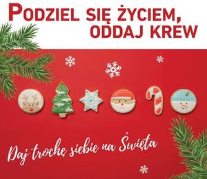 plakat podziel się życiem oddaj krew daj trochę siebie na święta