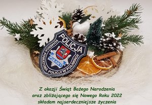 stroik świąteczny i logo komendy