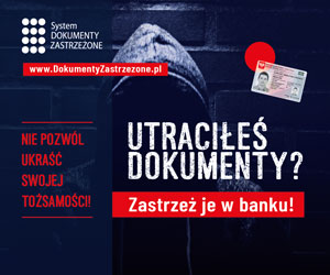 utraciłeś dokumenty? zastrzeż je w banku.plakat