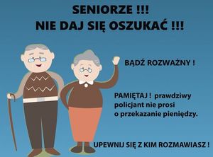 grafika z napisem seniorze nie daj się oszukać