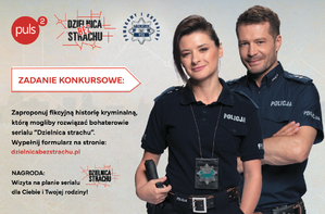 plakat akcji z parą policjantów z serialu Dzielnica Strachu