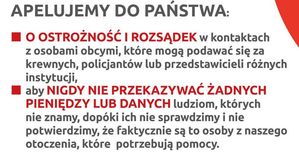 apelujemy do państwa aby nigdy nie przekazywać żadnych pieniędzy i danych ludziom których nie znamy