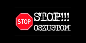 na czarnym tle napis stop oszustom