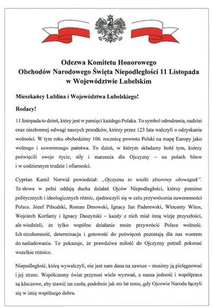 odezwa komitetu honorowego