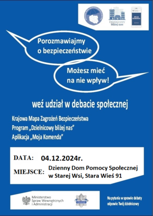 plakat z informacjami o miejscu i czasie debaty