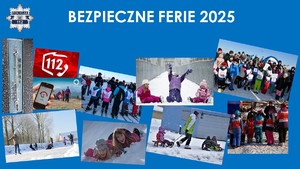 grafika ze zdjęć bezpieczne ferie 2025