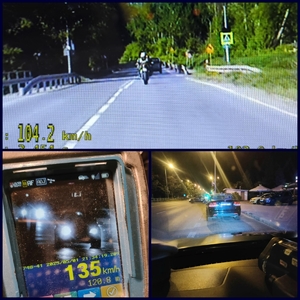 kolaż zdjęć samochodu Saab motocykla i ekranu videorejestratora