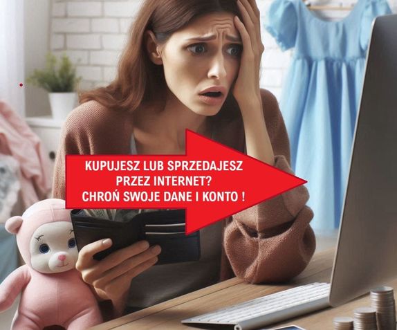 ZMARTWIONA KOBIETA Z PUSTYM PORTFELEM PRZED KOMPUTEREM