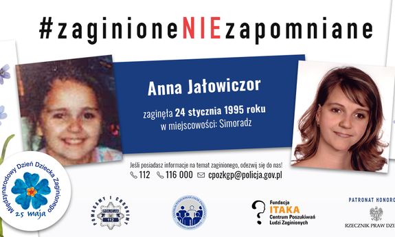 wizerunek zaginionej Ani Jałowiczor 10 letniej i symulacja obecnego wyglądu