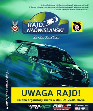 Plakat rajdu ze zdjęciem samochodu wyścigowego