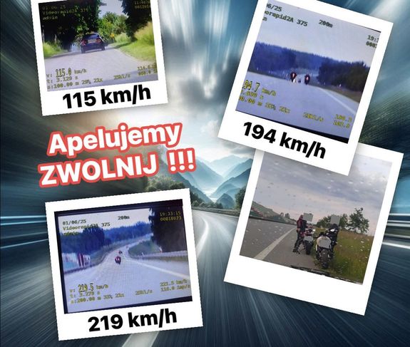 zdjęcia z videorejestratora motocykle i samochód z przekroczona prędkością