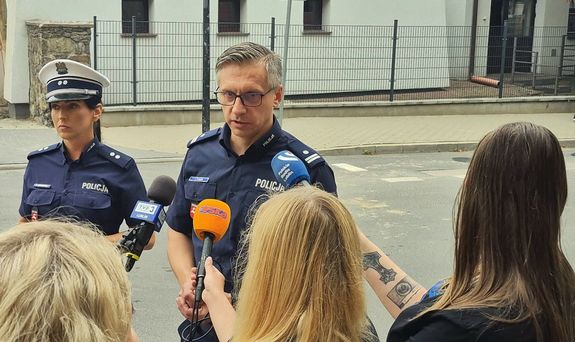 Andrzej Fijołek i Renata Szpakowska podczas briefingu prasowego