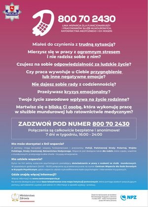 plakat linii wsparcia dla funkcjonariuszy