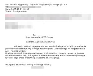 Podziękowanie dla dzielnicowego