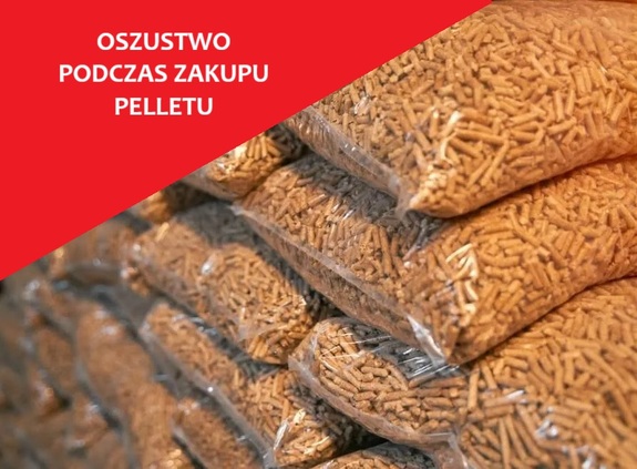 WORKI Z PELLETEM I NAPIS OSZUSTWO PODCZAS ZAKUPU PELLETU