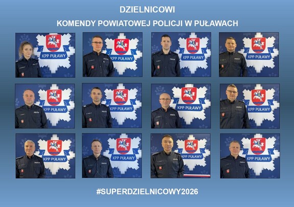 Tablo z wizerunkami dzielnicowych z KPP w Puławach