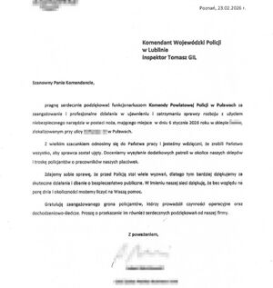 Podziękowanie dla policjantów za ustalenie sprawcy rozboju z użyciem noża