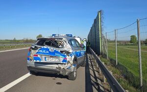 uszkodzone pojazdy po zderzeniu z ciężarówką na drodze S-17