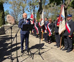Wiceprezydent Puław w tle poczty sztandarowe