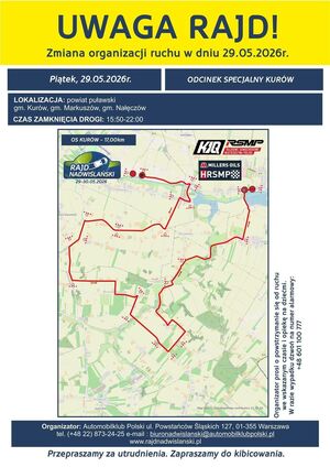 mapa rajdu gminy Kurów Markuszów Nałęczów
