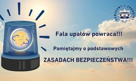 grafika z ostrzeżeniem że powraca fala upałów