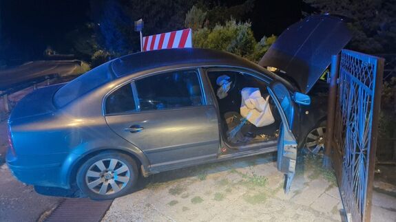 Pojazd Mki Skoda po zdarzeniu drogowym